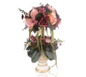 Nettenevime Yapay Çiçek li Seramik Kupa Vazo lu Arajman 2 Katlı Nişan Çiçeği Kız İsteme Mor Pembe thumbnail 4