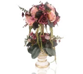 Nettenevime Yapay Çiçek li Seramik Kupa Vazo lu Arajman 2 Katlı Nişan Çiçeği Kız İsteme Mor Pembe thumbnail 5