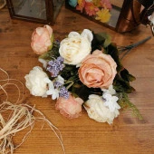 Nettenevime Yapay Çiçek Somon Krem 7 Kafalı Erengül Demeti Büyük Boy thumbnail 4