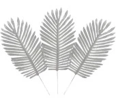 Nettenevime Yapay Çiçek Palmiye Yaprağı Gümüş Silver Renk 3 ADET Yapay Yaprak thumbnail 1