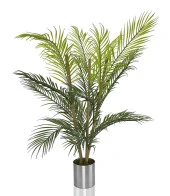 Nettenevime Yapay Çiçek Areka Ağacı Palmiye Ağacı Bambu Saplı Gümüş Saksılı Salon Çiçeği 18 Yaprak 85 cm thumbnail 1