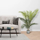 Nettenevime Yapay Çiçek Areka Ağacı Palmiye Ağacı Bambu Saplı Gümüş Saksılı Salon Çiçeği 18 Yaprak 85 cm thumbnail 2