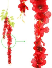 Nettenevime Sarkan Yapay Çiçek Akasya KIRMIZI 80 cm 3 Sarkan Dallı 12 ADET BAĞ thumbnail 3