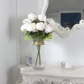 Yapay Çiçek Şakayık 5 Kafalı Büyük Boy Demet İpek Kumaş BEYAZ - 4