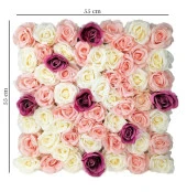 Yapay Çiçek Dekoratif Gül Panel Duvar Kaplama Gül Duvarı Aksesuar 55X55 - 4