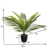 Nettenevime Yapay Çiçek Palmiye Siyah Plastik Saksılı Areka Yapay Bitki Salon Çiçeği 9 Yaprak 50cm thumbnail 3