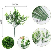 Nettenevime 10lu Set Yapay Çiçek Şimşir Demet Garnitür Yeşil Aradal Dekoratif Yapay Bitki - 3
