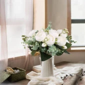 Nettenevime Yapay Çiçek 10lu Beyaz Şakayık Demeti Erengül Gelin Buketi Çiçeği - 6