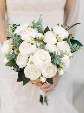 Nettenevime Yapay Çiçek 10lu Beyaz Şakayık Demeti Erengül Gelin Buketi Çiçeği - 7