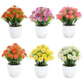 Nettenevime 6lı Set Yapay Çiçek Papatya Beyaz Saksıda Karışık Renkler thumbnail 8