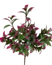 Nettenevime Yapay Çiçek Bordo Yeşil Limon Yaprağı Demet Şimşir Demeti Garnitür Aradal Dekoratif Yapay Bitki thumbnail 2