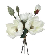 Nettenevime Yapay Çiçek Lüx Manolya Gerçek Dokulu Letex Eva Magnolia Gelin Çiçeği 40cm BEYAZ - 2