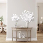 Nettenevime Yapay Çiçek Beyaz Okaliptus Tek Dal Kumaş Yapraklı Uzun Dal 80cm Eucalyptus - 5