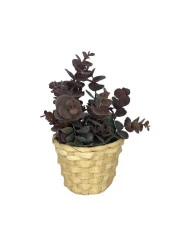 Nettenevime Yapay Çiçek Okaliptus Şimşir Demeti Pudralı Pastel Kahverengi Garnitür Aradal Dekoratif Yapay Bitki thumbnail 6