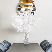 Nettenevime Yapay Çiçek Beyaz Okaliptus Tek Dal Kumaş Yapraklı Uzun Dal 80cm Eucalyptus - 7