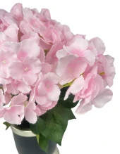 Nettenevime Yapay Çiçek Pembe Ortanca Aranjmanı Siyah Gümüş Vazolu Masa Üstü Çiçeği Arajman thumbnail 4