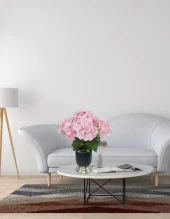 Nettenevime Yapay Çiçek Pembe Ortanca Aranjmanı Siyah Gümüş Vazolu Masa Üstü Çiçeği Arajman thumbnail 5