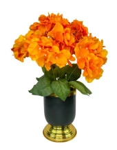 Nettenevime Yapay Çiçek Somon Ortanca Aranjmanı Siyah Gold Vazolu Masa Üstü Çiçeği Arajman - 6