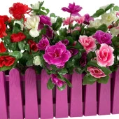 Nettenevime Yapay Çiçek Mor Çit Balkon Saksısı Renkli Açelya Çiçekli 55*20cm thumbnail 2