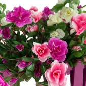 Nettenevime Yapay Çiçek Mor Çit Balkon Saksısı Renkli Açelya Çiçekli 55*20cm thumbnail 5