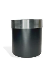 Nettenevime Dekoratif Siyah Vazo Gümüş Kemerli 26*24 Paslanmaz Aleminyum Malzeme - 1