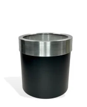 Nettenevime Dekoratif Siyah Vazo Gümüş Kemerli 26*24 Paslanmaz Aleminyum Malzeme - 2