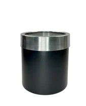 Nettenevime Dekoratif Siyah Vazo Gümüş Kemerli 26*24 Paslanmaz Aleminyum Malzeme - 3