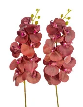 Nettenevime Yapay Çiçek Bordo Koyu Islak Orkide Gerçeksi Doku Uzun Dal 90 cm thumbnail 1