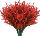 Nettenevime 6lı Set Yapay Çiçek Kırmızı Lavanta 7 Dallı Plastik Dekoratif Yapay Bitki thumbnail 1