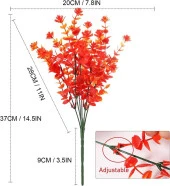 Nettenevime 6lı Set Yapay Çiçek Tam Turuncu Mineli Şimşir Lotus 7 Dallı Plastik Dekoratif Yapay Bitki thumbnail 3