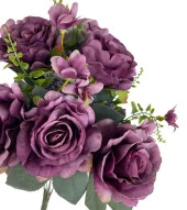 Nettenevime Yapay Çiçek Büyük Demet 6 Kafalı Gül Demeti Ve Cipsolu MOR thumbnail 3