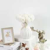 Nettenevime Yapay Çiçek Krizantem Kartopu Beyaz 7 Kafalı Büyük Demet thumbnail 2