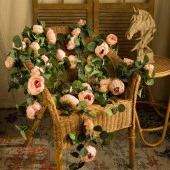 Nettenevime Yapay Çiçek Sarkan Ve Dolanan Somon Pembe Şakayık Okaliptus Yapay Sarmaşık Masa Çiçeği thumbnail 6