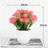 Nettenevime 3lü Set Yapay Çiçek Papatya Beyaz Saksıda Karışık Renkler thumbnail 2