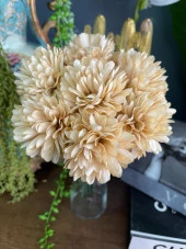 Nettenevime Yapay Çiçek Krizantem Kartopu Cappucino Rengi Renk 7 Ayrı Tek Dal Demet - 8