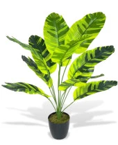 Nettenevime Yapay Çiçek Saksıda Muz Desenli Yapraklı 12Dal 60cm Salon Çiçeği Yapay Bitki thumbnail 6