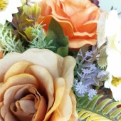 Nettenevime Yapay Çiçek Aranjmanı Gold-Krem Vazolu Somon Yeşil Güllü Nişan Çiçeği İsteme Çiçeği Masa Üstü Çiçeği Arajman thumbnail 2