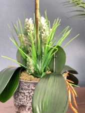 Nettenevime Yapay Çiçek Beyaz Islak Orkide Seramik Saksıda Tek Dal Orkide 60cm thumbnail 3