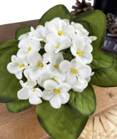 Nettenevime Yapay Çiçek Odun Saksıda Kadife Menekşe Gerçekçi Doku BEYAZ thumbnail 3