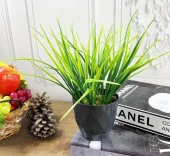 Nettenevime Yapay Çiçek Mini Siyah Saksıda Saz Ot Gerçekçi Doku thumbnail 3