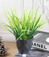 Nettenevime Yapay Çiçek Mini Siyah Saksıda Saz Ot Gerçekçi Doku thumbnail 4