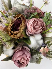 Nettenevime Yapay Çiçek Aranjmanı Gold-Krem Metal Vazolu Nişan Çiçeği İsteme Çiçeği Masa Üstü Çiçeği Arajman 47623 - 4