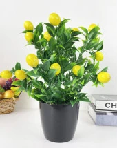 Nettenevime Yapay Çiçek Limon Ağacı Siyah Saksıda Limon 30cm - 1