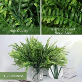 Yapay Çiçek  Boston Fern Yeşil Bitki Aradal Garnitür Yapay Dekor Bitkisi - 7