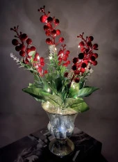 Nettenevime Yapay Çiçek Yılbaşı Çiçeği Kırmızı Demet Kokina Led Işıklı 3 Fonksiyonlu thumbnail 2