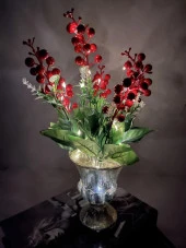 Nettenevime Yapay Çiçek Yılbaşı Çiçeği Kırmızı Demet Kokina Led Işıklı 3 Fonksiyonlu thumbnail 6