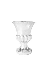 Nettenevime Cam Vazo Antik Kupa Tasarım Gümüş Renk 15x11 cm - 1