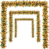 Yapay Çiçek Ay Çiçeği Tak Organizasyon Nişan Düğün Dekor Çiçeği Süsleme Tag 25x150cm - 4