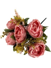 Nettenevime Yapay Çiçek Pembe Şakayık 5Kafalı Erengül Büyük Boy Cipsolu Demet - 2