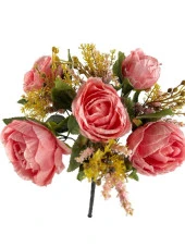 Nettenevime Yapay Çiçek Pembe Şakayık 5Kafalı Erengül Büyük Boy Cipsolu Demet - 3